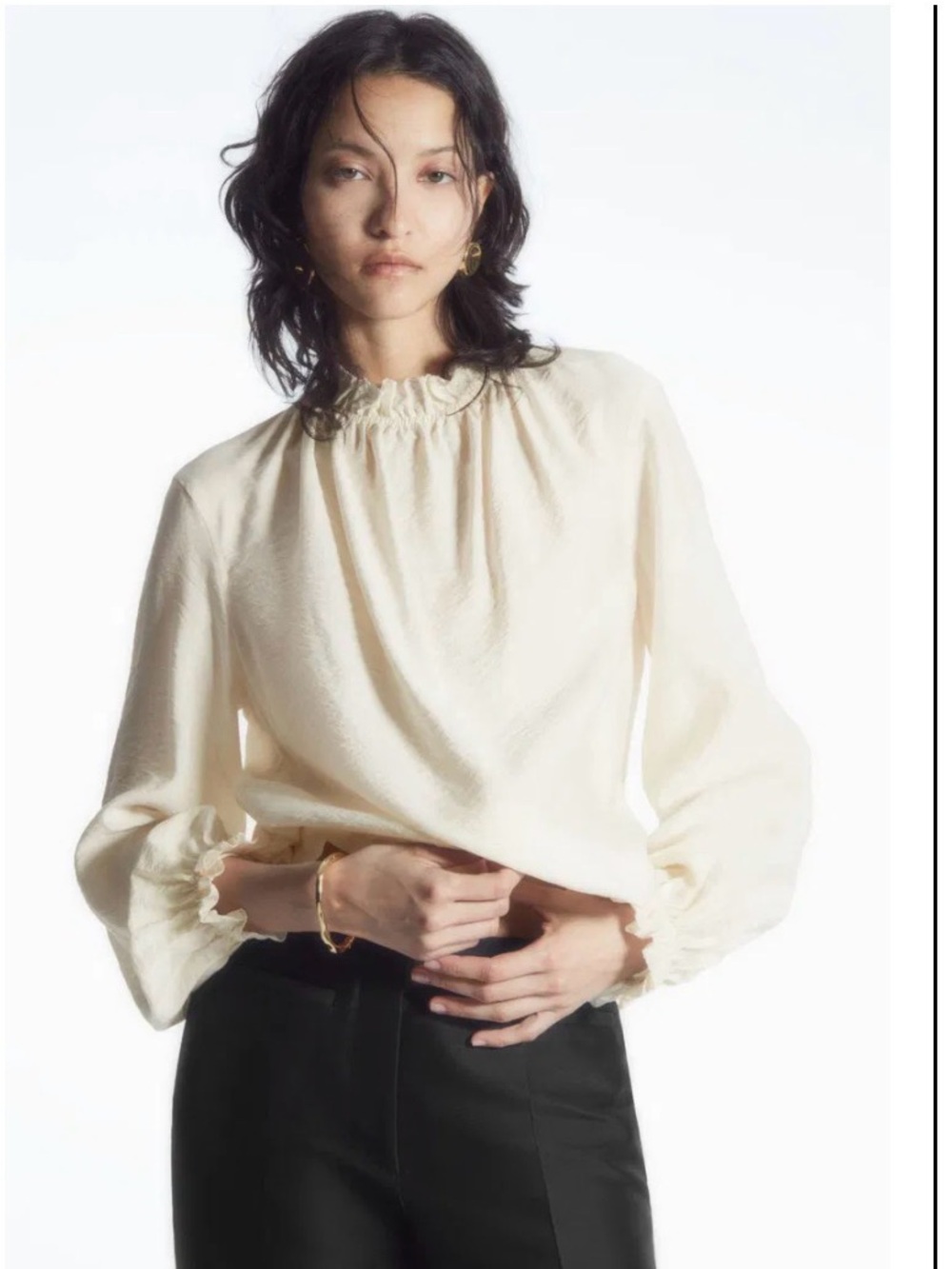 COS Ruffled High-Neck Blouse Size M